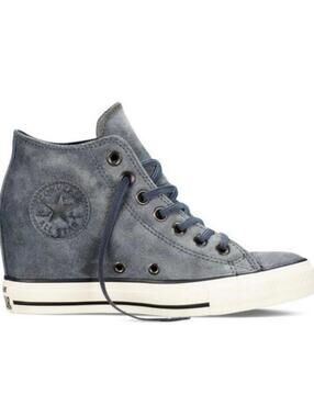 Converse Chuck Taylor All Star Lux Mid Gray Leather Hidden Wedge Sneaker Size 10